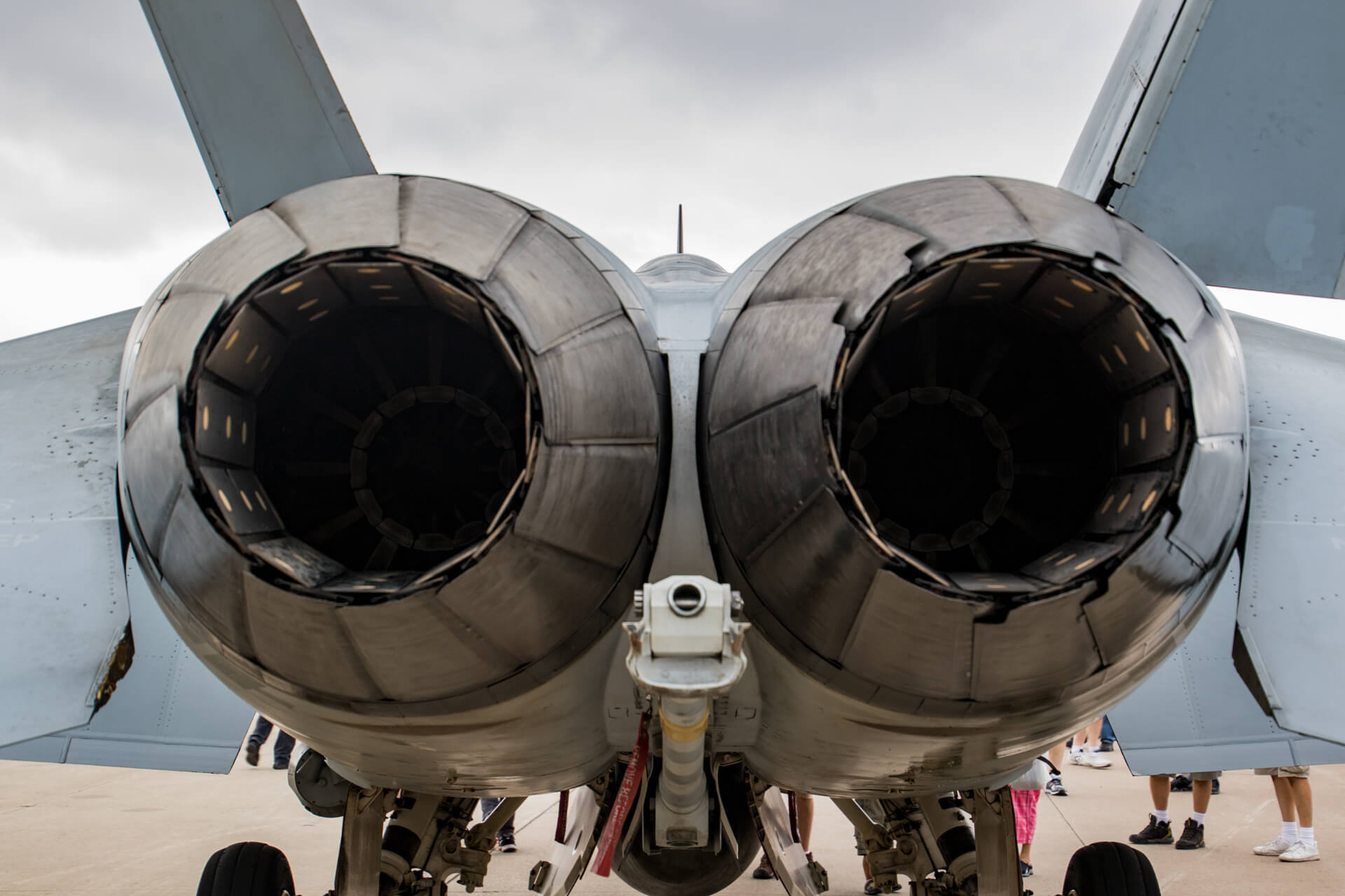 The back end of a McDonnell Douglas F/A-18 Hornet.