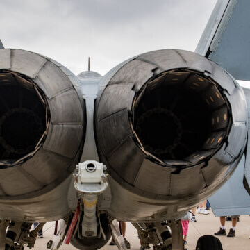 The back end of a McDonnell Douglas F/A-18 Hornet.